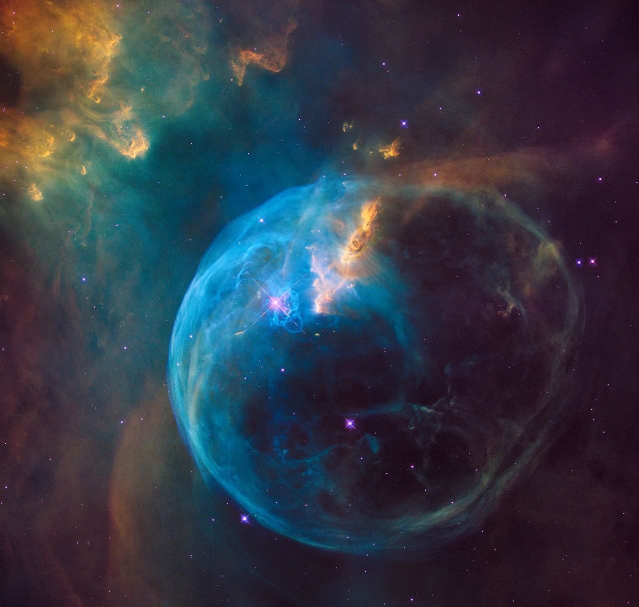 Hubble Space Telescope 26th anniversary image of the Bubble Nebula (NGC 7635) in Cassiopeia