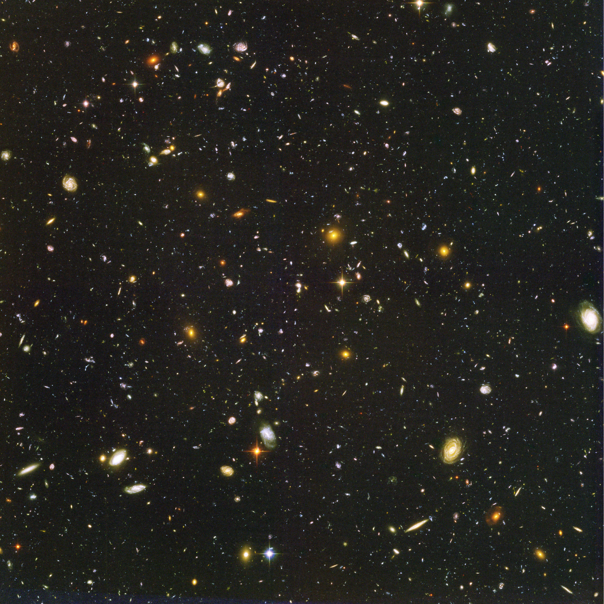 The Hubble Ultra Deep Field — thousands of distant galaxies against a dark sky, from a million-second exposure
