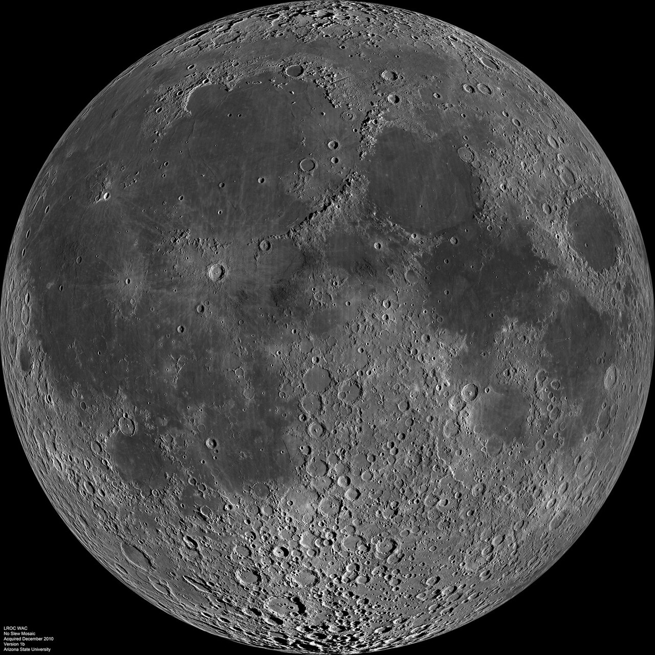 The near side of the Moon imaged by NASA's Lunar Reconnaissance Orbiter